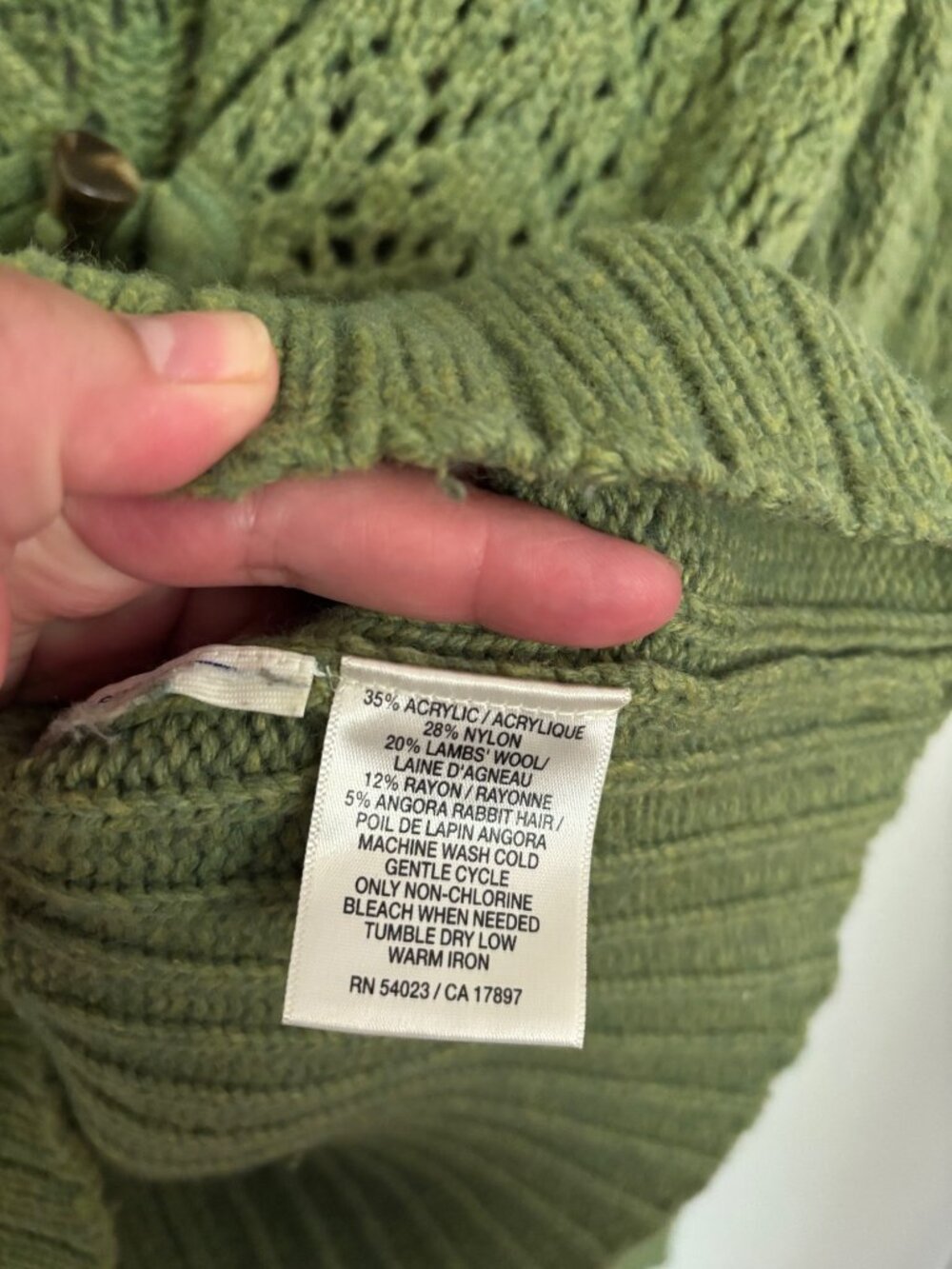 Old Navy Green Open Knit Cardigan Sweater Womens Medium Shawl Collar Toggle Clos - Picture 4 of 11